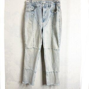Good American Good Classic Slim Straight Patch Jeans Womens 15 Comfort Stretch